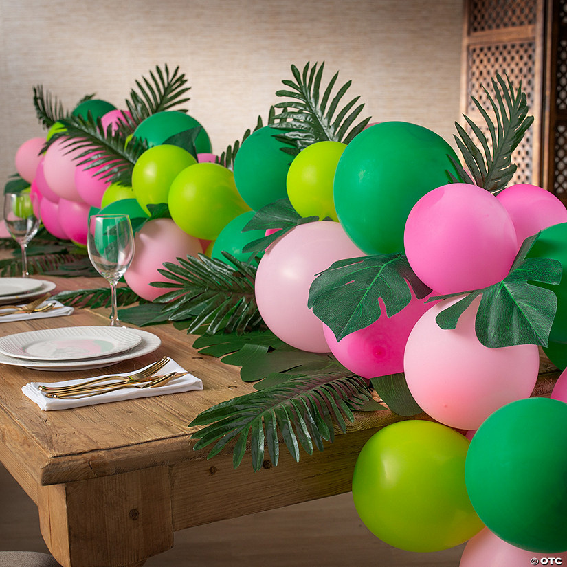 Green & Pink Tropical Balloon Table Runner Kit - 122 Pc. Image
