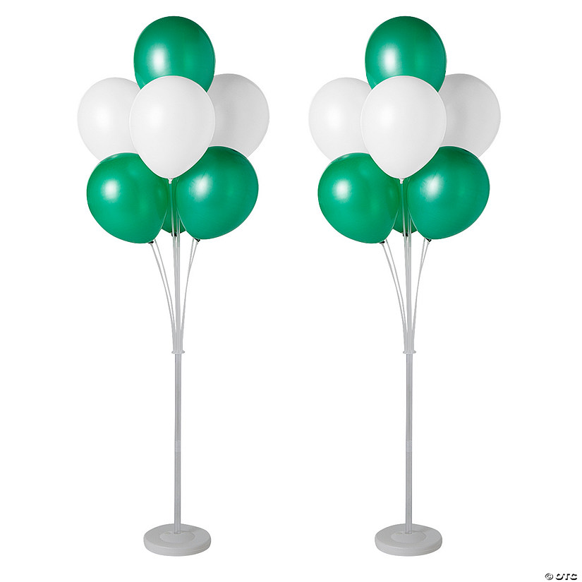Green & White Tiered Balloon Stands Kit - 38 Pc. Image