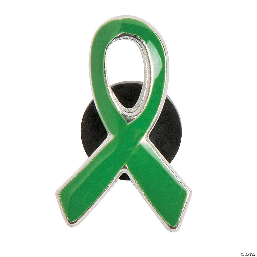 Green Awareness Ribbon Pins - 12 Pc. Image