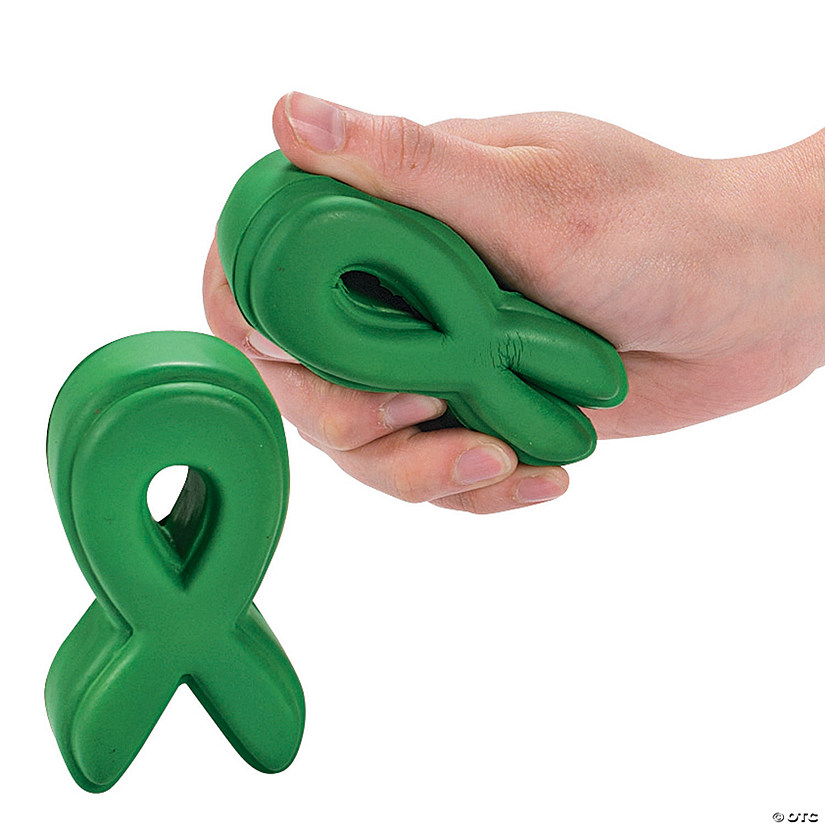 Green Awareness Ribbon Stress Toys - 12 Pc. Image