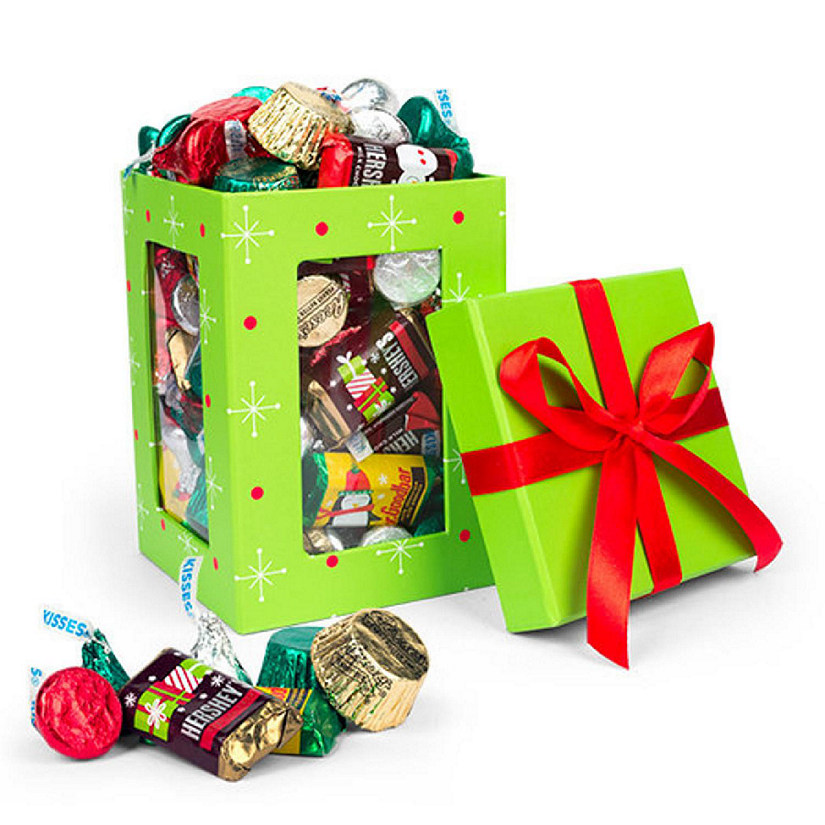 Green Christmas Window Gift Box With Hershey's Holiday Chocolate Mix Image