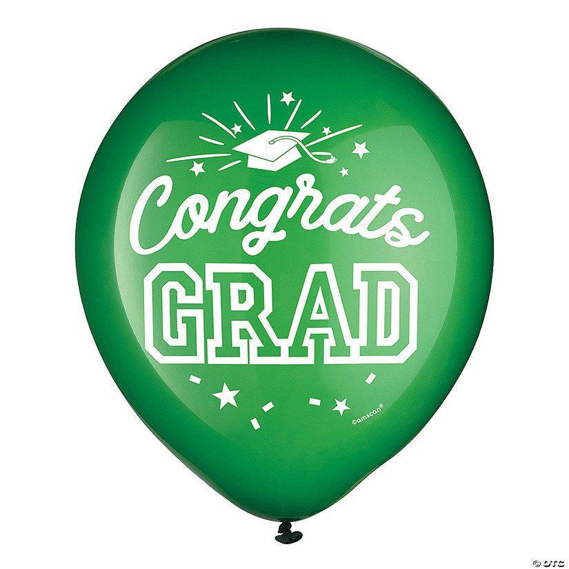 Green Congrats Grad 12" Latex Balloons - 15 Pc. Image