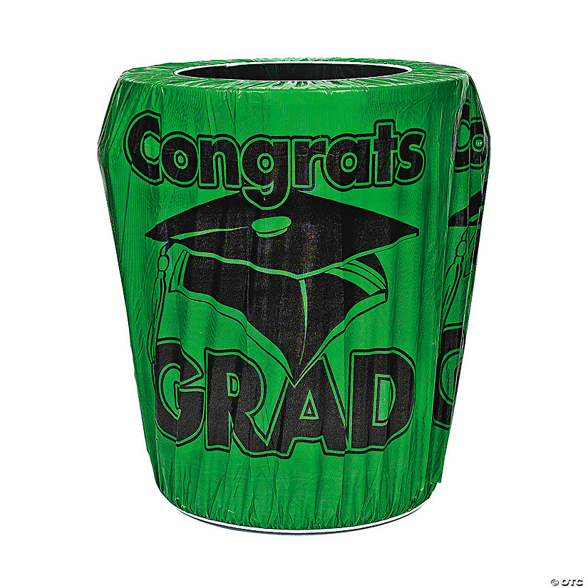 Green Congrats Grad Graduation Plastic Trash Can Cover Image