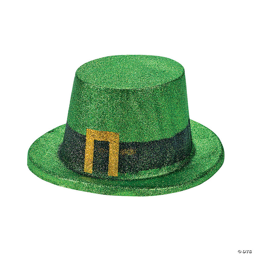 Green Glitter Leprechaun Top Hats - 12 Pc. Image