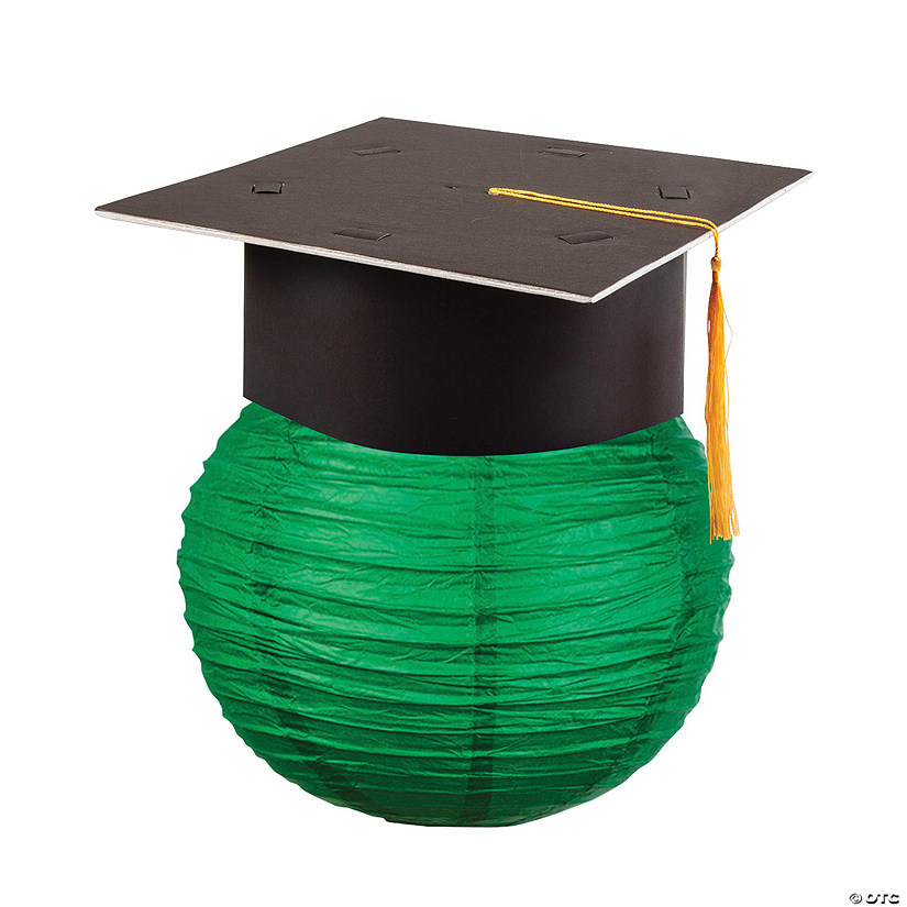 Green Hanging Paper Lantern with Graduation Cap Decorating Kit - 12 Pc. Image