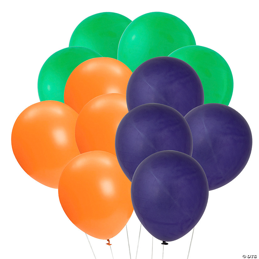Green, Purple & Orange 11" Latex Balloon Bouquet Kit - 73 Pc. Image
