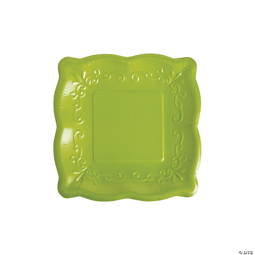 Green Scalloped Edge Paper Dessert Plates - 8 Ct. Image