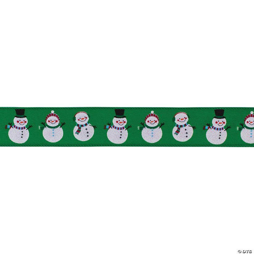 Green Snowman Wired Ribbon (Set of 3) Image
