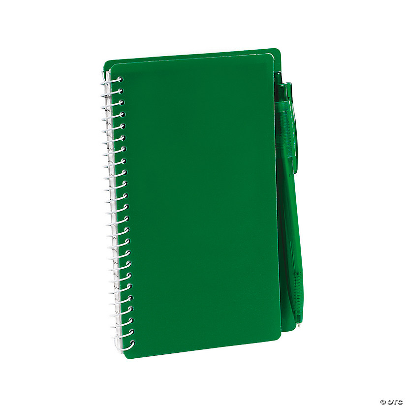 Green Spiral Notebooks with Pens - 12 Pc. Image