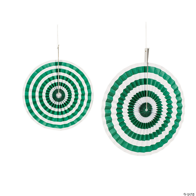 Green Stripe Hanging Fans - 6 Pc. - Less Than Perfect Image