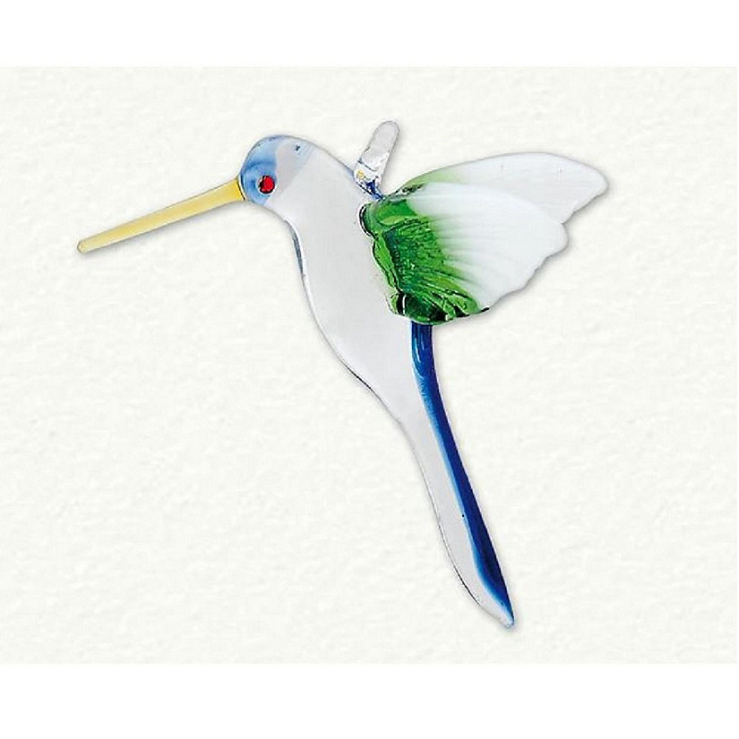 Green White and Blue Hummingbird Egyptian Glass Christmas Ornament Made in Egypt Image