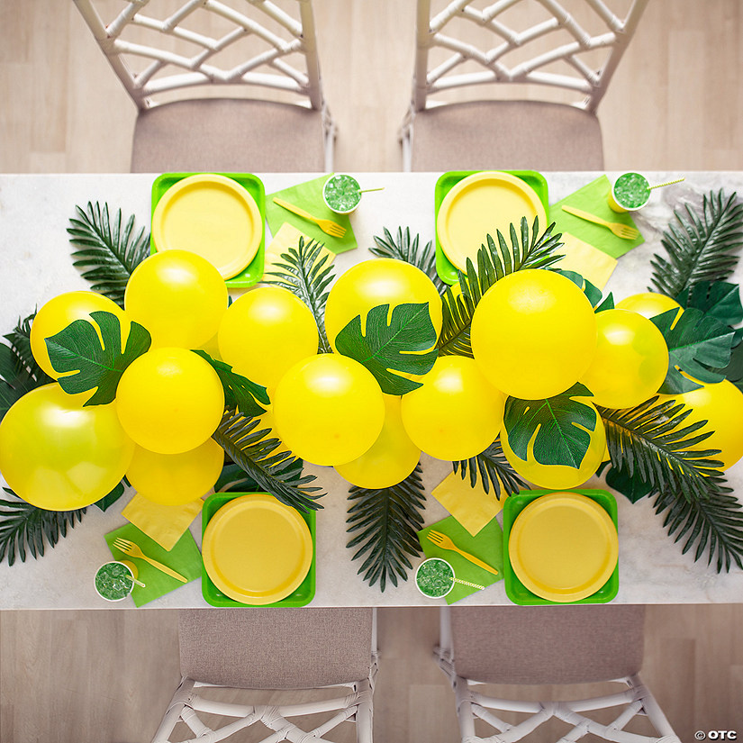Greenery & Yellow Balloon Table Runner Kit - 50 Pc. Image