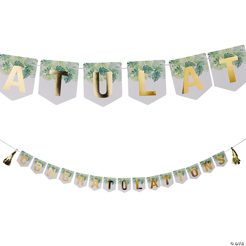 Greenery Congratulations Garland with Tassels Image