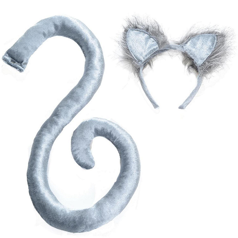 Grey Cat Tail & Ears Adult Costume Set Image