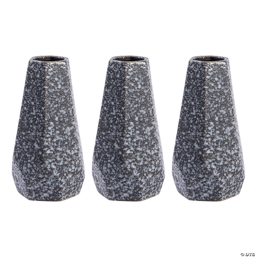 Grey Geometric Ceramic Vases - 3 Pc. Image