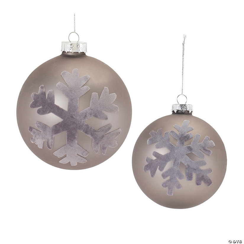 Grey Snowflake Ball Ornament (Set Of 6) 4"D, 5"D Glass Image