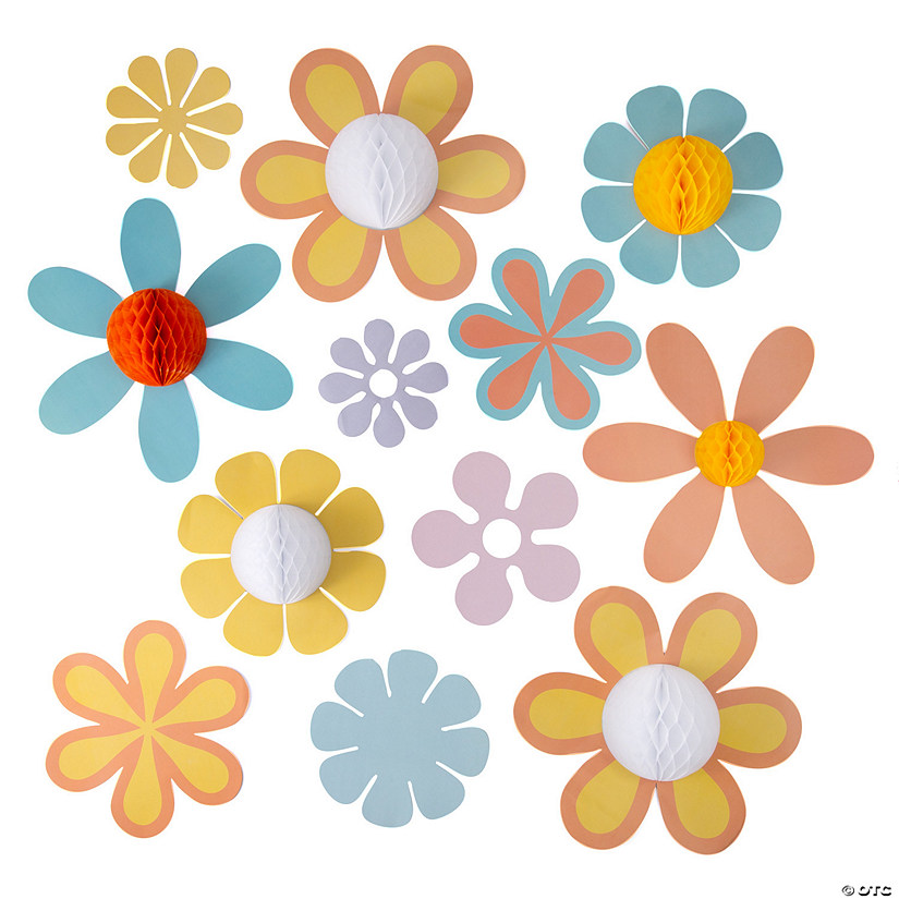 Groovy Party Jumbo Flower Cutouts - 12 Pc. Image