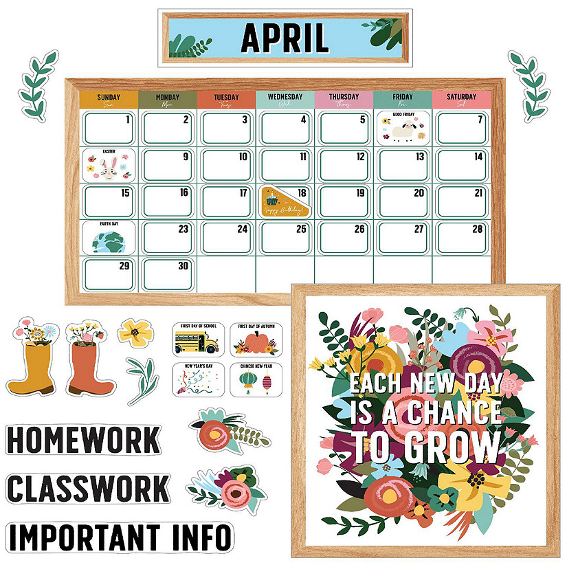 Grow Together Calendar Bulletin Board Set Image