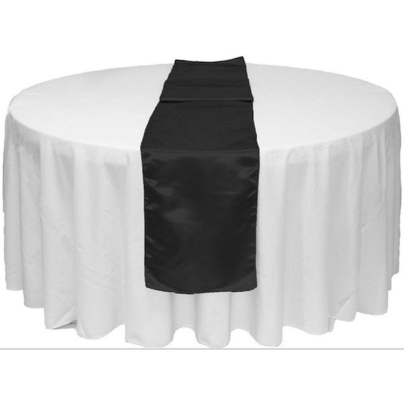 GW Linens 10pcs Black Satin Table Runner 12" x 108" for Wedding Party Banquet Decorations Image
