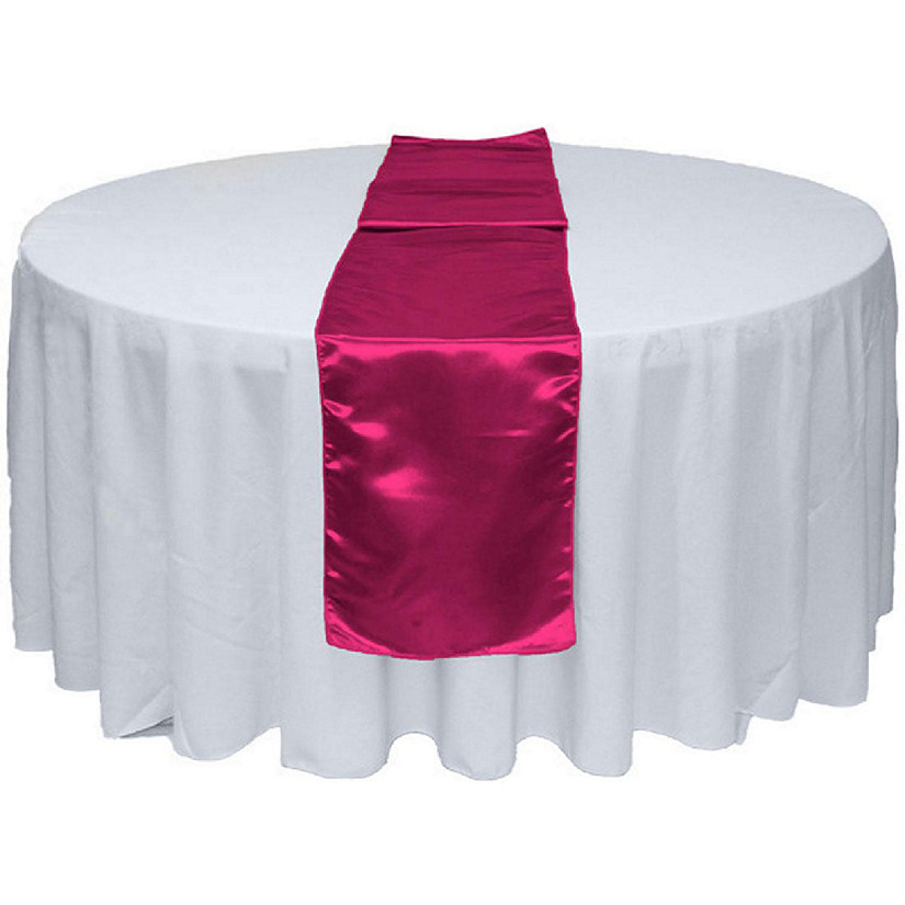 GW Linens 10pcs Fuchsia Satin Table Runner 12" x 108" for Wedding Party Banquet Decorations Image
