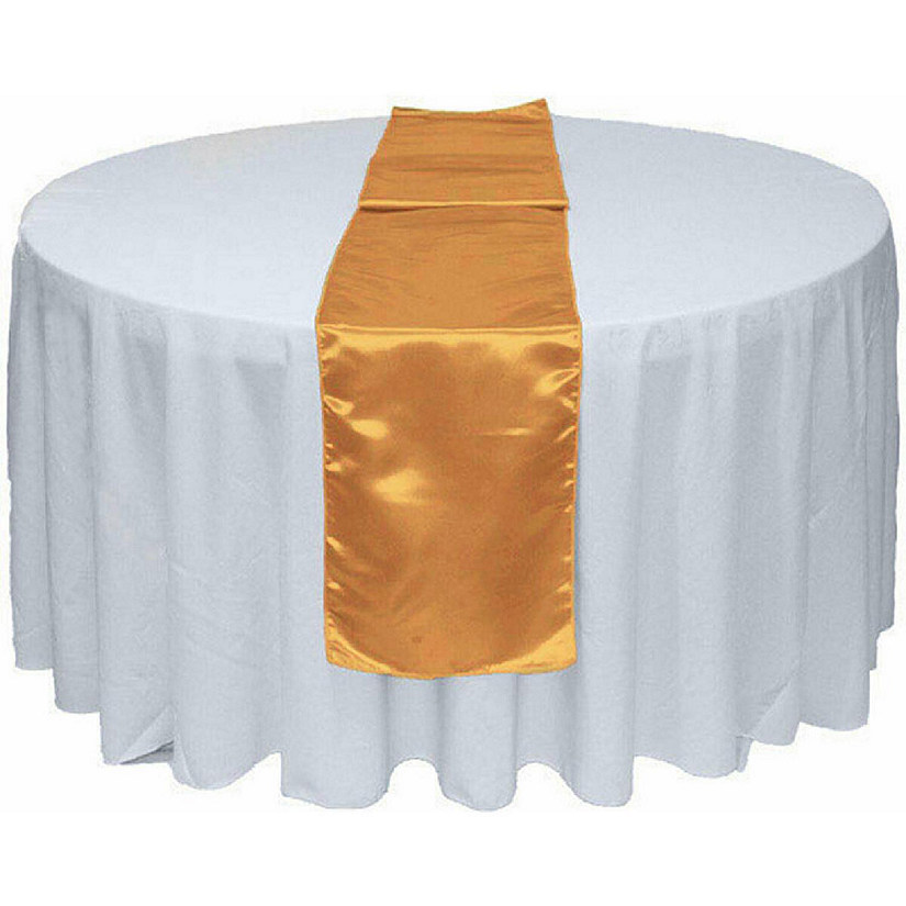 GW Linens 10pcs Gold Satin Table Runner 12" x 108" for Wedding Party Banquet Decorations Image
