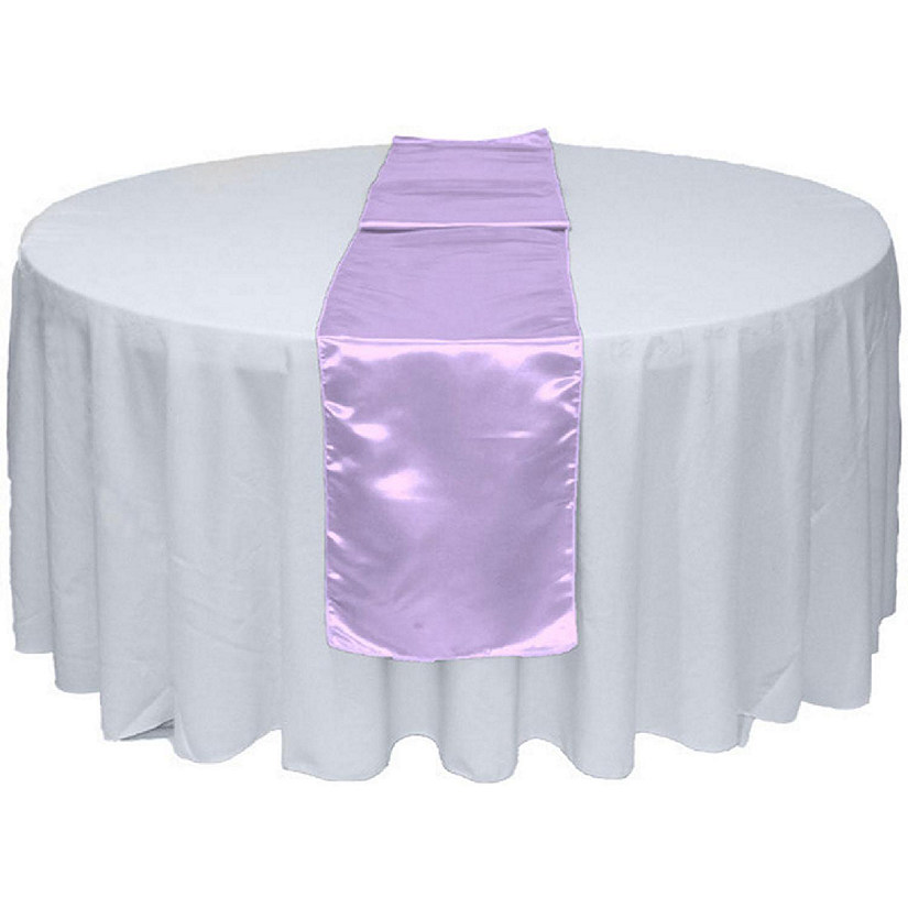 GW Linens 10pcs Lavender Satin Table Runner 12" x 108" for Wedding Party Banquet Decorations Image