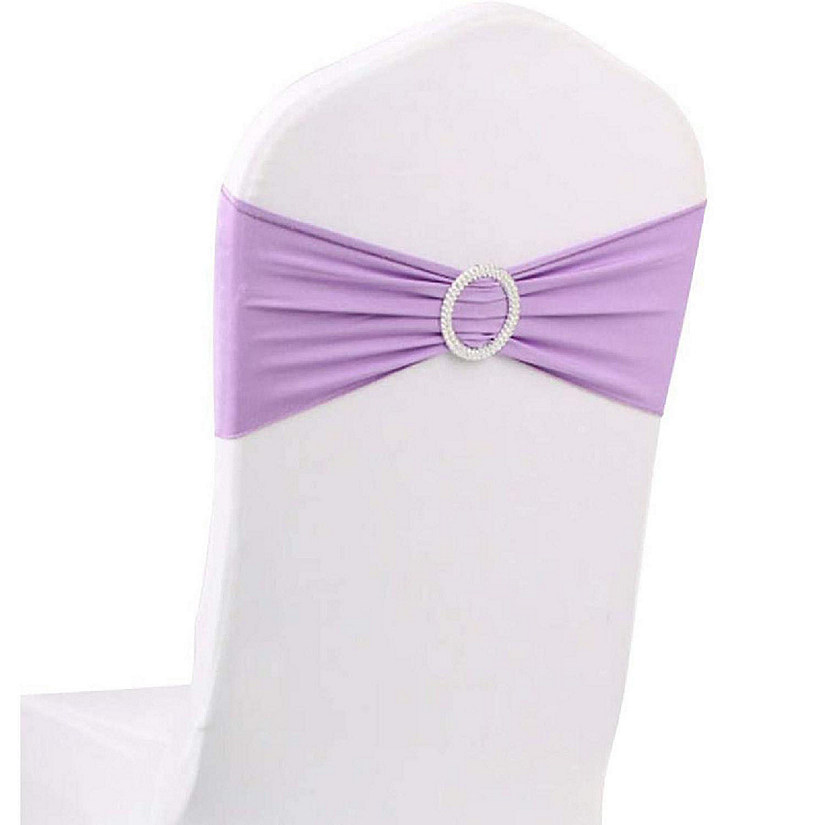GW Linens 10pcs Lavender Spandex Chair Bands With Buckle Wedding Banquet Sashes Image