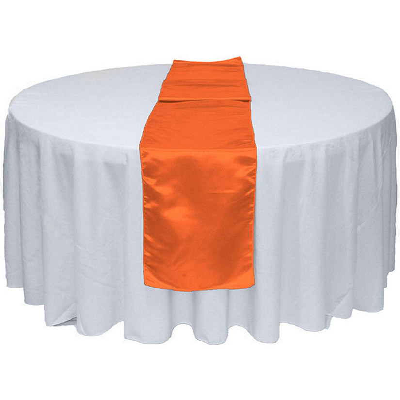 GW Linens 10pcs Orange Satin Table Runner 12" x 108" for Wedding Party Banquet Decorations Image