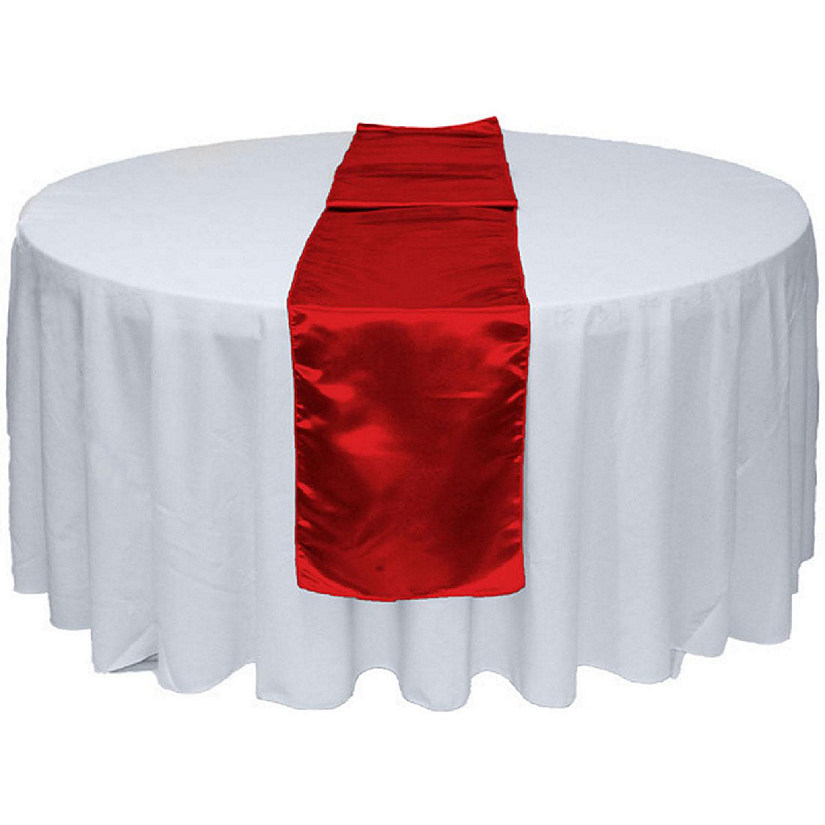 GW Linens 10pcs Red Satin Table Runner 12" x 108" for Wedding Party Banquet Decorations Image