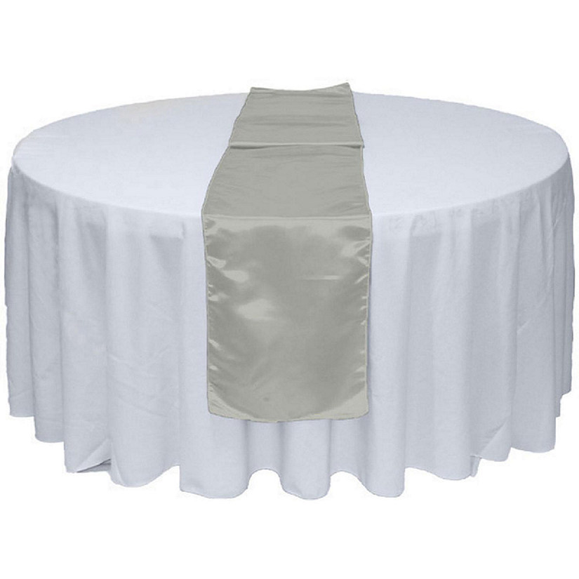 GW Linens 10pcs Silver Satin Table Runner 12" x 108" for Wedding Party Banquet Decorations Image