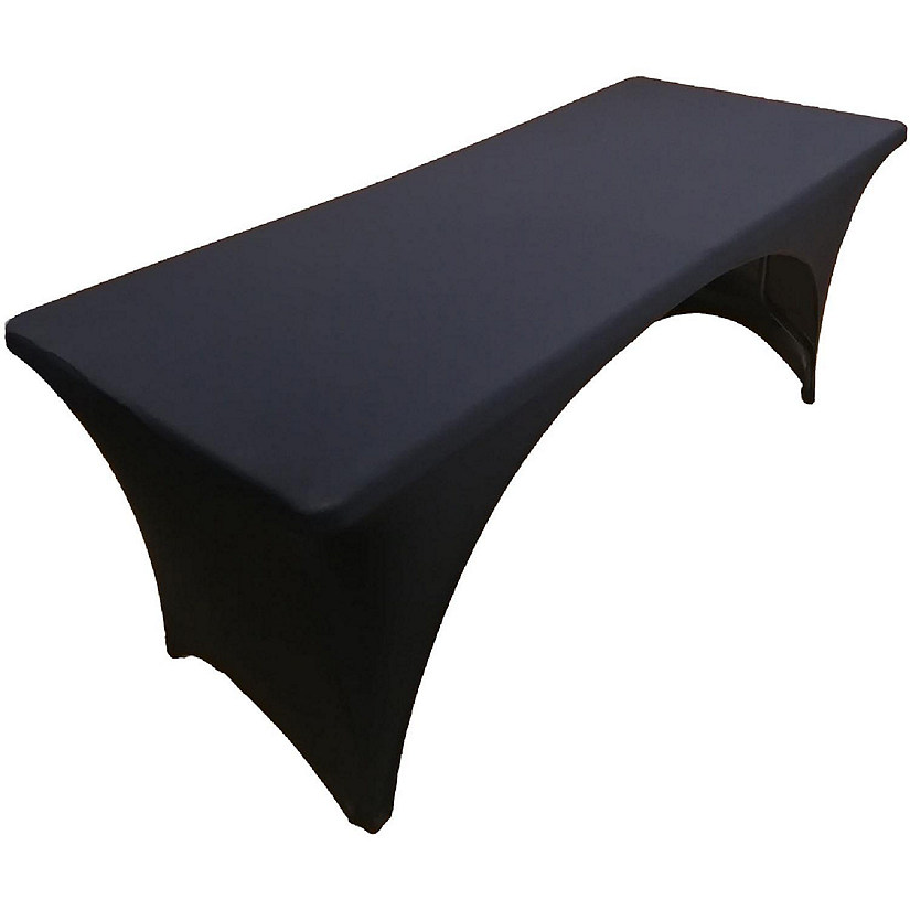 GW Linens Black 8' ft. Open Back Spandex Fitted Stretch Tablecloth Table Cover Image