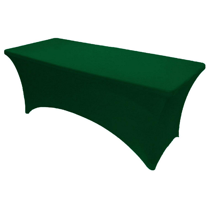 GW Linens Hunter Green 6' ft. Spandex Fitted Stretch Tablecloth Table Cover Wedding Banquet Party Image