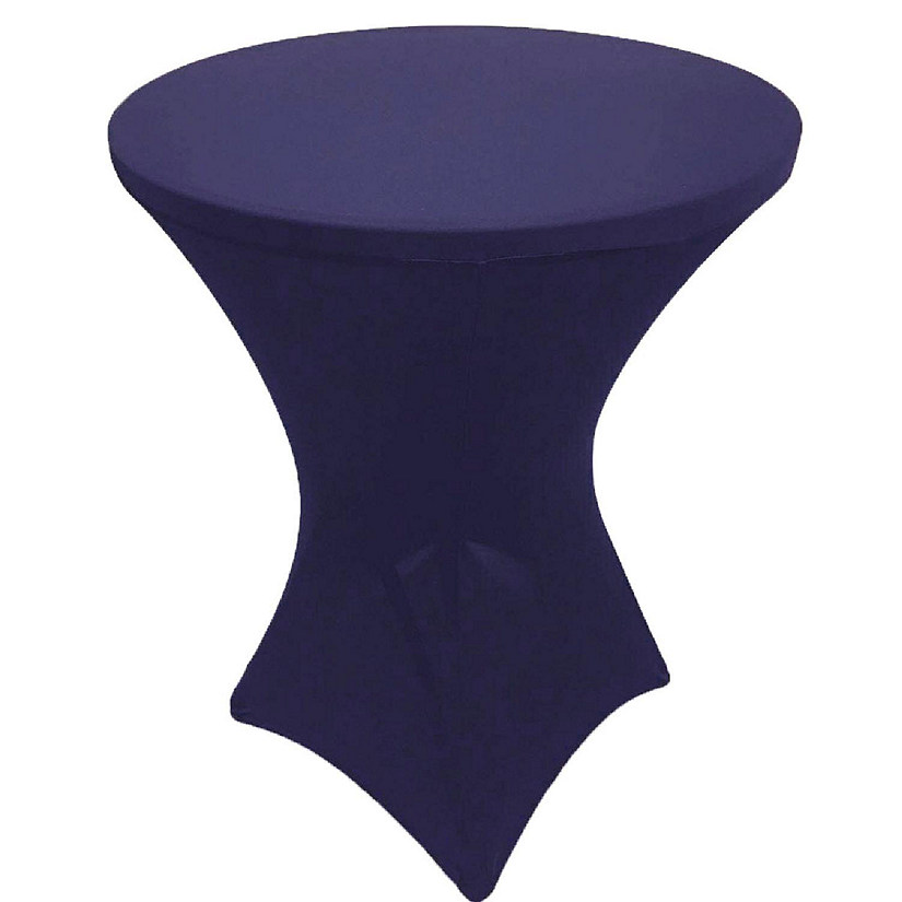 GW Linens Navy Blue 32" x 43" Cocktail Spandex Fitted Stretch Tablecloth Table Cover Wedding Banquet Party Image