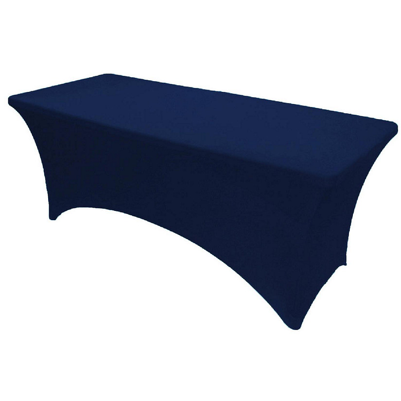 GW Linens Navy Blue 4' ft. x 2.5' ft. Spandex Fitted Stretch Tablecloth Table Cover Wedding Banquet Party Image