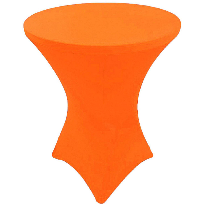 GW Linens Neon Orange 36" x 43" Cocktail Spandex Fitted Stretch Tablecloth Table Cover Wedding Banquet Party Image