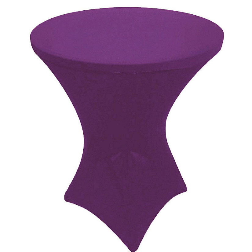 GW Linens Purple 24" x 43" Cocktail Spandex Fitted Stretch Tablecloth Table Cover Wedding Banquet Party Image