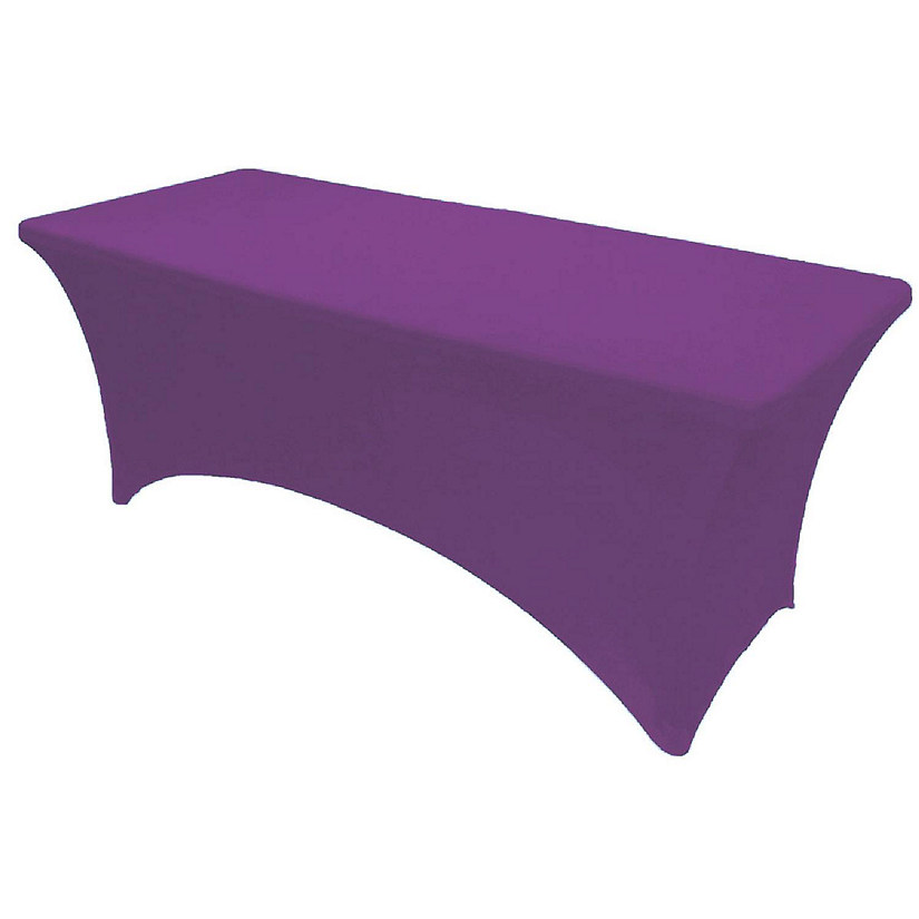 GW Linens Purple 4' ft. x 2.5' ft. Spandex Fitted Stretch Tablecloth Table Cover Wedding Banquet Party Image