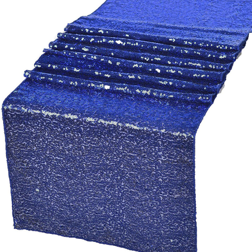 GW Linens Royal Blue Glitz Sequin Table Runners 12" x 72" for Wedding Party Banquet Image