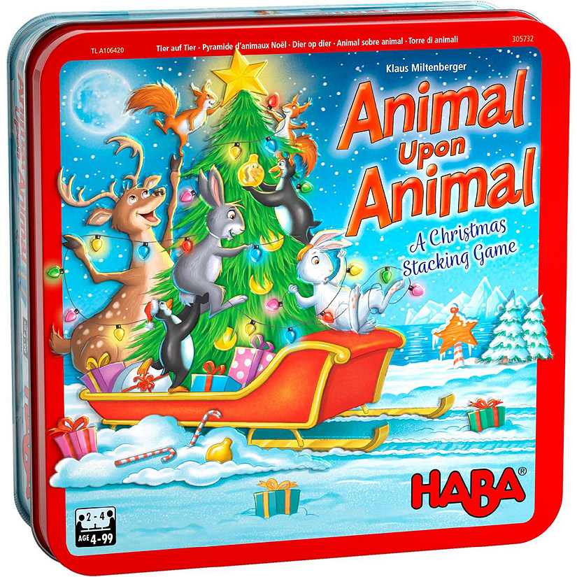 HABA Animal Upon Animal Christmas Version Wood Stacking Game (Made in Germany) Image