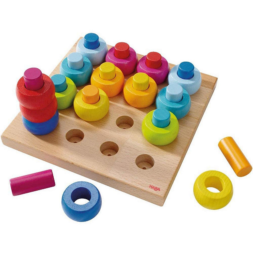 HABA Rainbow Whirls Pegging Game Wooden Arranging Toy (Made in Germany) Image