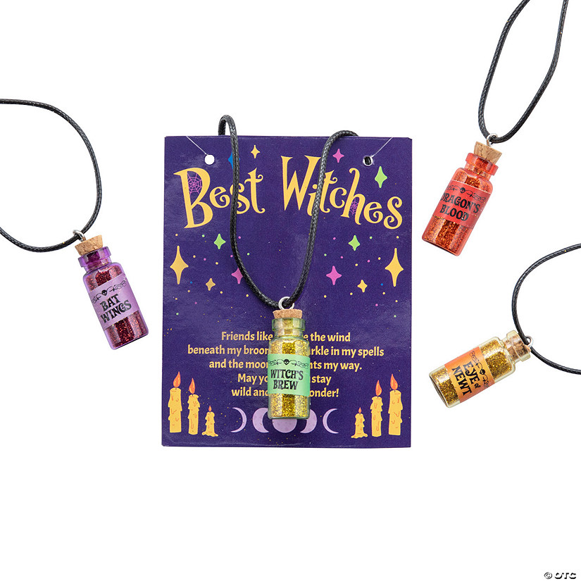 Halloween Best Witches Potion Necklaces with Card - 12 Pc. Image