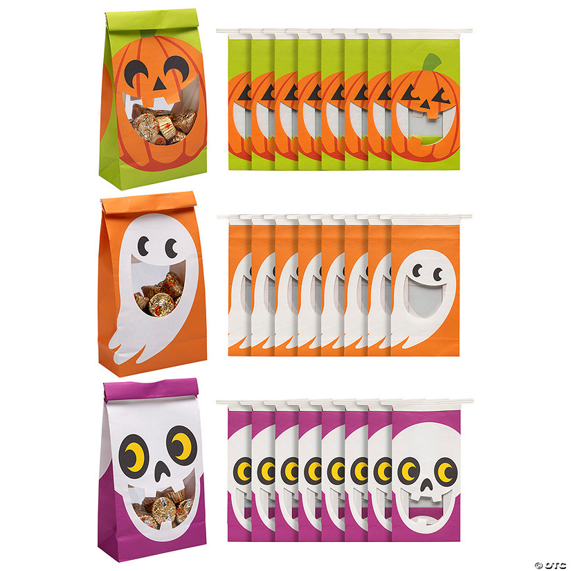 Halloween Metal Tie Treat Bags with Mouth Window - 24 Pc. Image