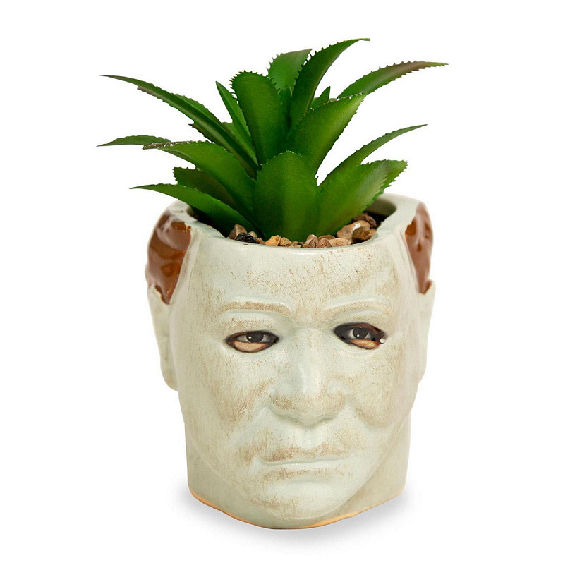 Halloween Michael Myers 3-Inch Ceramic Mini Planter With Artificial Succulent Image