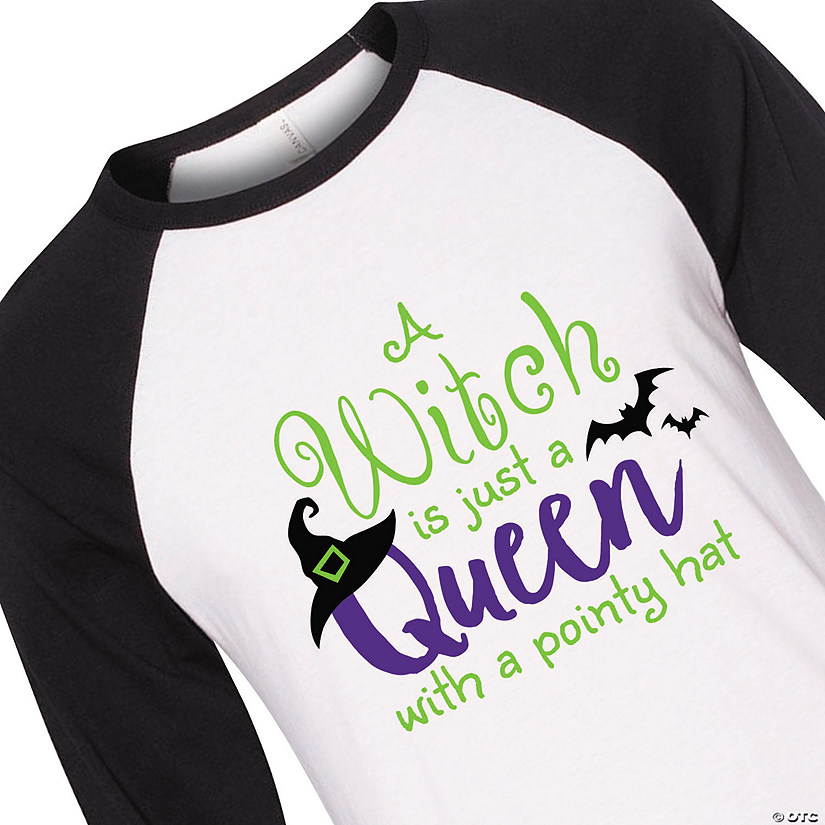 Halloween Witch Adult's Baseball T-Shirt Image
