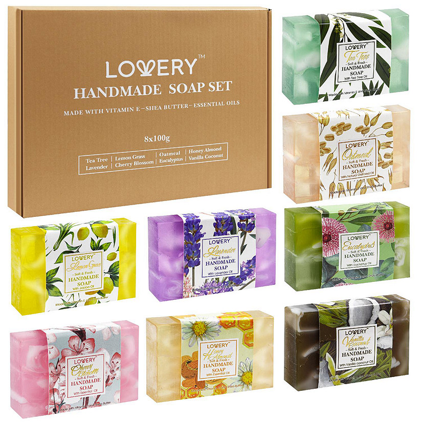Handmade Soap Set - 8 Piece Variety Pack, Luxury Bath Soap Gift Box Image