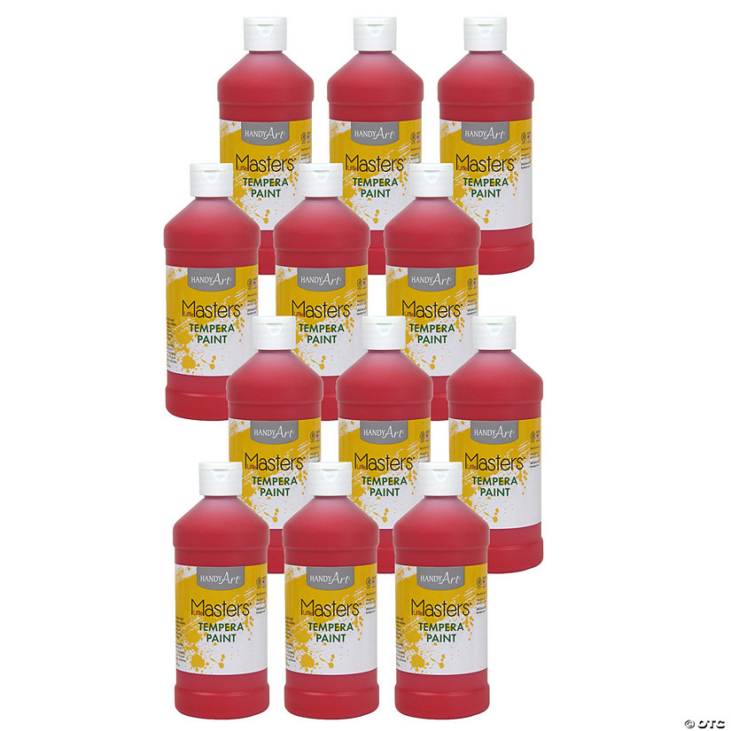 Handy Art Little Masters Tempera Paint, Red, 16 oz., Pack of 12 Image