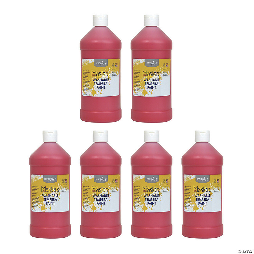 Handy Art&#174; Little Masters&#8482; Washable Tempera Paint, 32 oz, Red, Pack of 6 Image