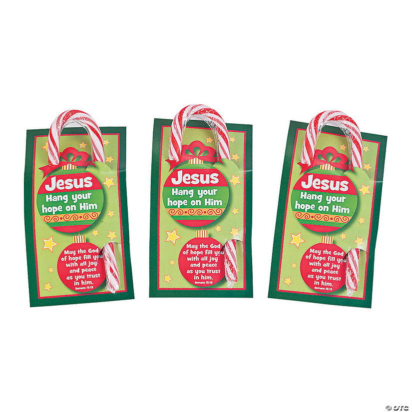 Hang Your Hope on Him Candy Canes with Card - 24 Pc. Image