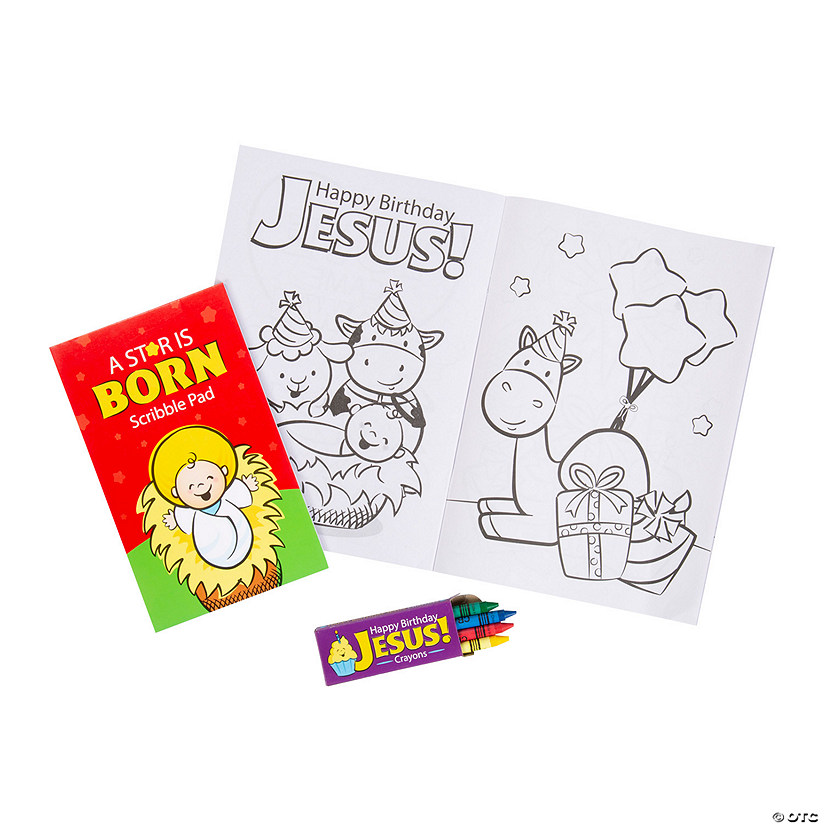 Happy Birthday Jesus Coloring Books with Crayons - 12 Pc. Image