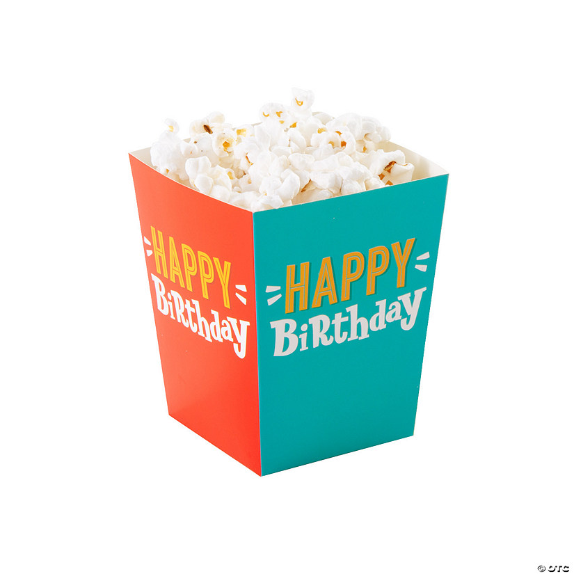 Happy Birthday Popcorn Boxes - 24 Pc. Image